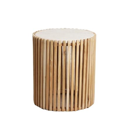 Table d'appoint ronde marbre et bois de Sungkai Table d'appoint ronde marbre et bois de Sungkai