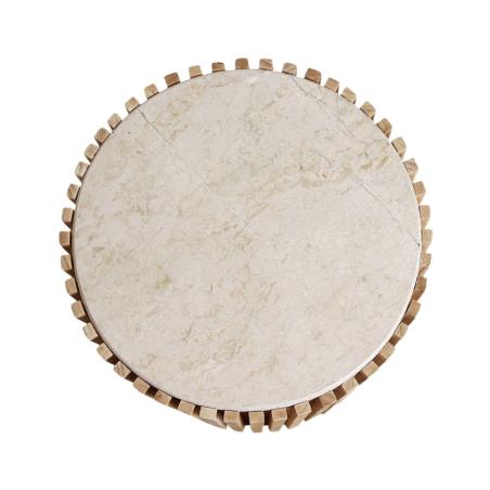 Table d'appoint ronde marbre et bois de Sungkai Table d'appoint ronde marbre et bois de Sungkai