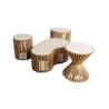 Table d'appoint ronde marbre et bois de Sungkai Table d'appoint ronde marbre et bois de Sungkai
