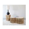 Table d'appoint ronde marbre et bois de Sungkai Table d'appoint ronde marbre et bois de Sungkai