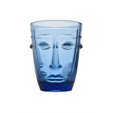 VERRE A EAU VISAGE BLEU
