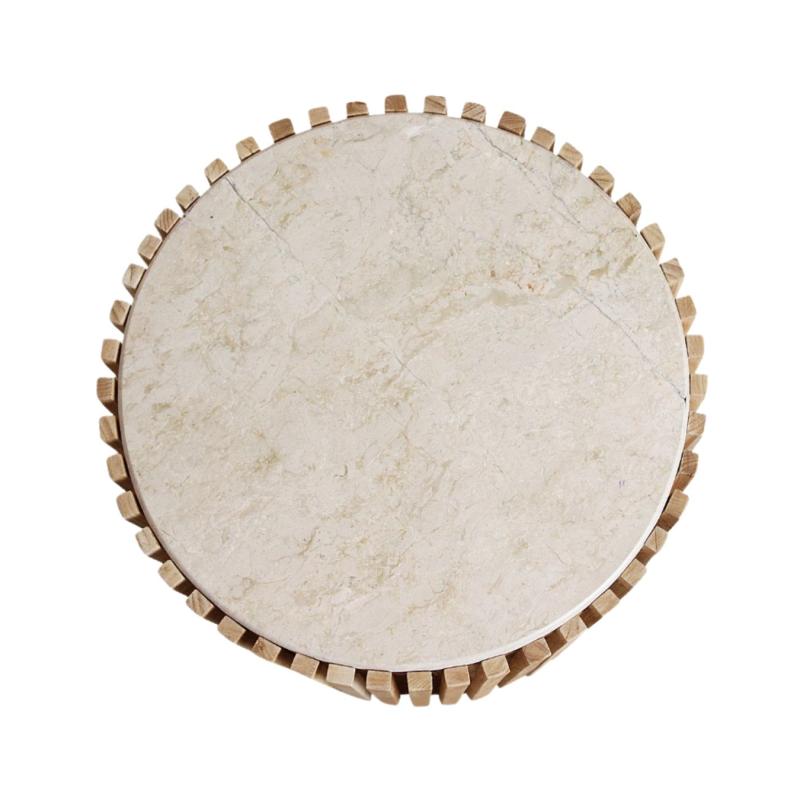 Table d'appoint ronde marbre et bois de Sungkai