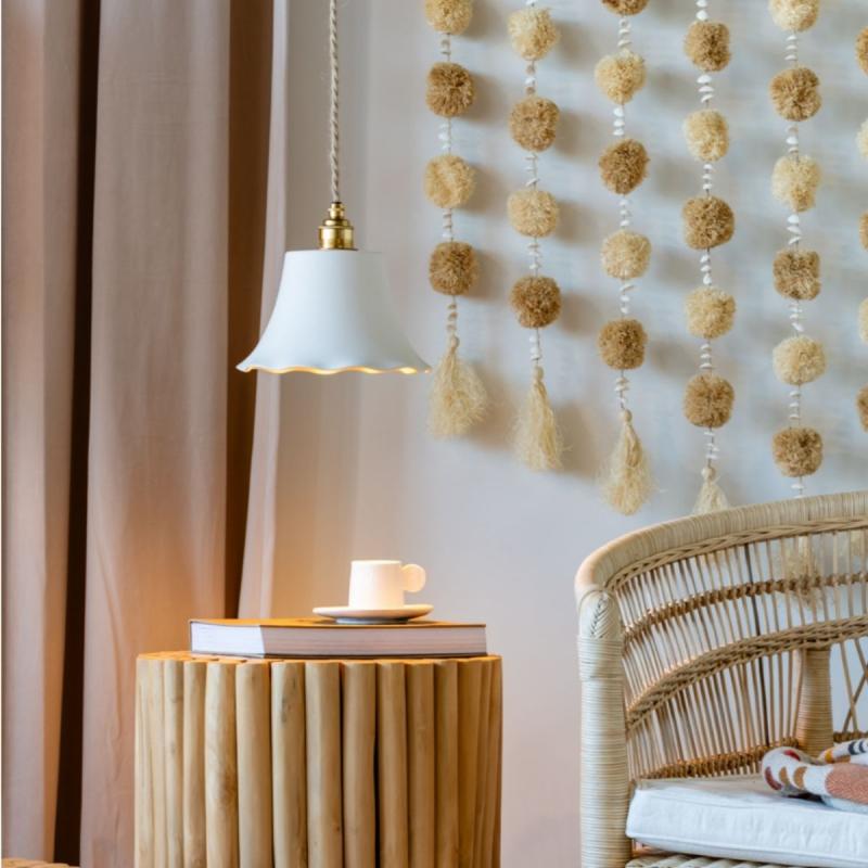 SUSPENSION TERRE CUITE BLCHE D21H15