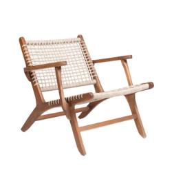FAUTEUIL TECK & CORDAGE BLANC