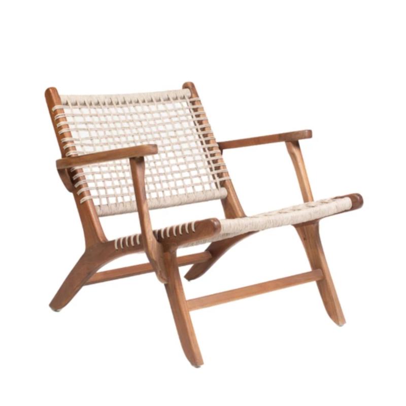 FAUTEUIL TECK & CORDAGE BLANC