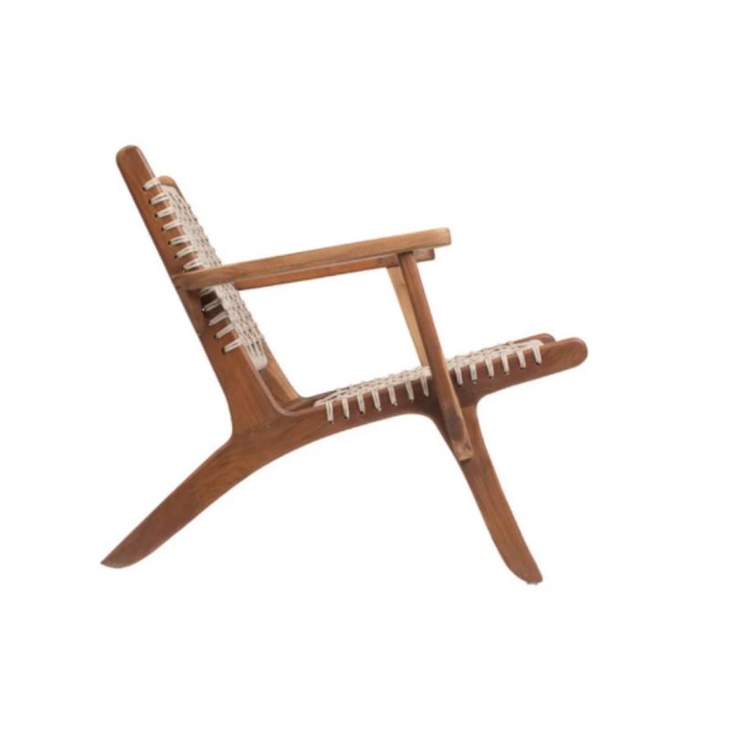 FAUTEUIL TECK & CORDAGE BLANC