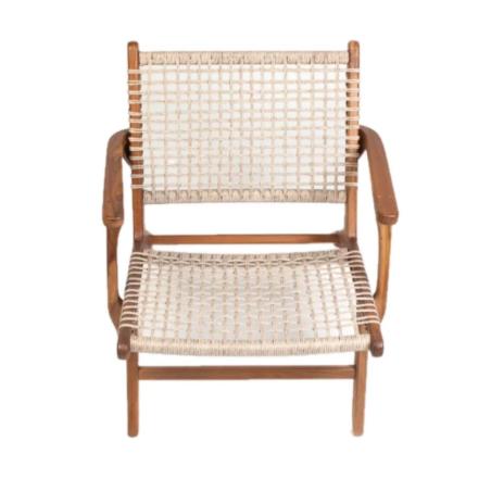 FAUTEUIL TECK & CORDAGE BLANC