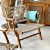 FAUTEUIL TECK & CORDAGE BLANC