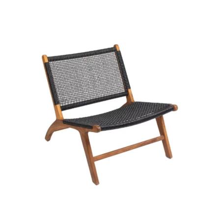 FAUTEUIL TECK & CORDAGE NOIR
