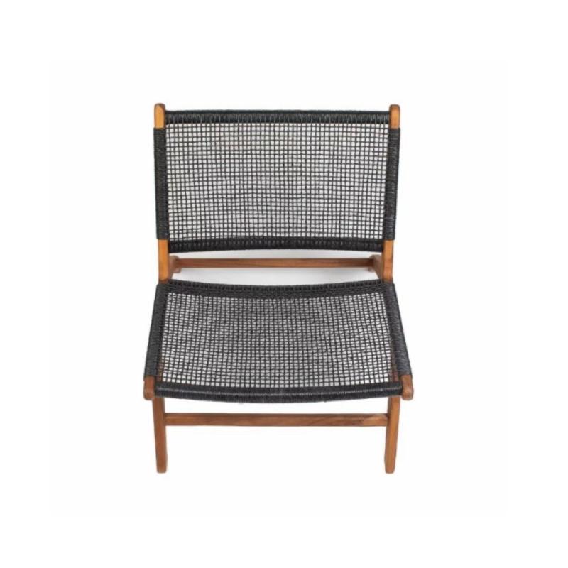 FAUTEUIL TECK & CORDAGE NOIR