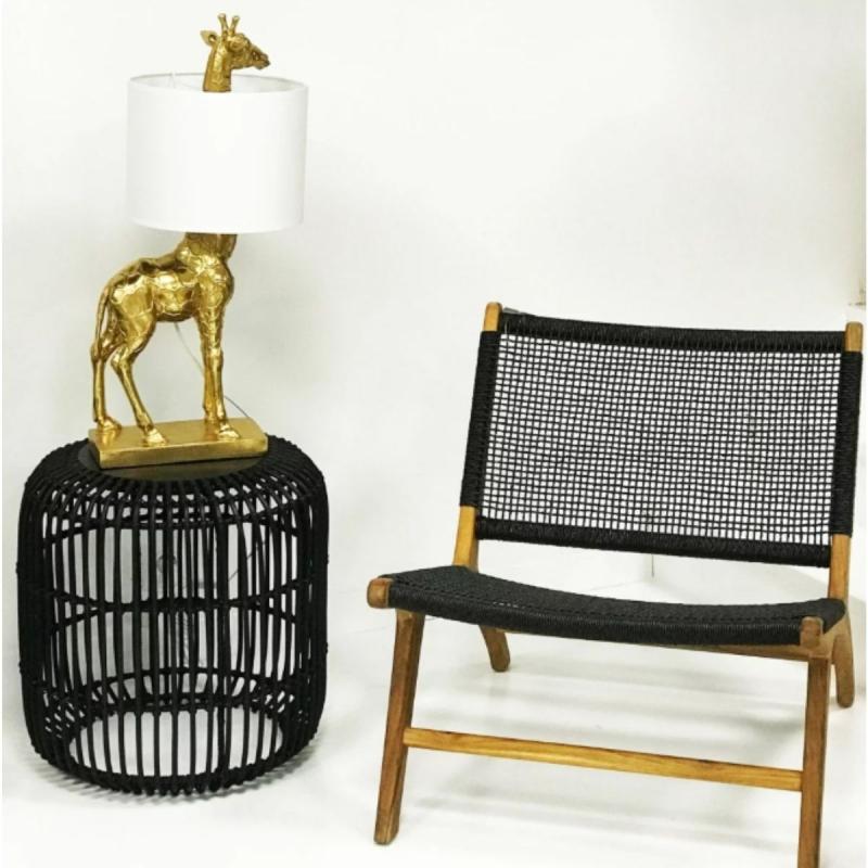 FAUTEUIL TECK & CORDAGE NOIR