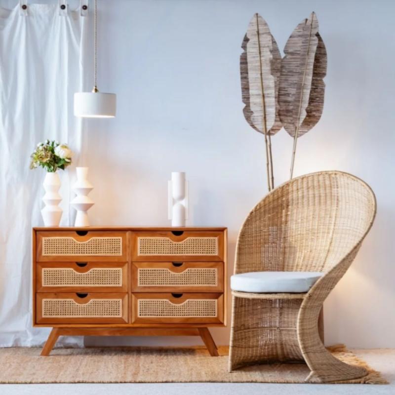 FAUTEUIL LINZO ROTIN AVEC COUSSIN