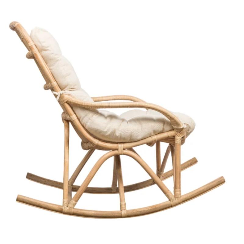 ROCKING CHAIR ROTIN AVEC COUSSIN