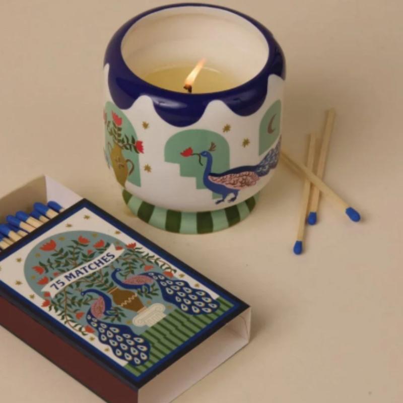 BOUGIE "PEACOCK" CERAMIQUE